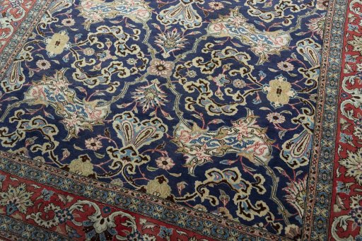 Central medallion detail of 1970s Ghom rug from Iran / Persia