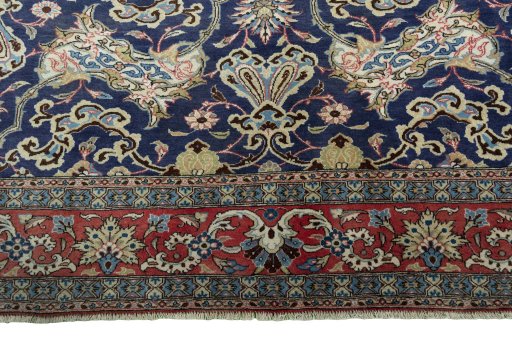 Close-up detail of 1970s Ghom rug from Iran / Persia showing Cork weave