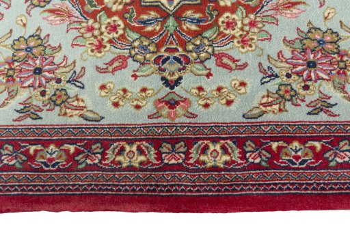Corner detail of New Ghom rug showing border pattern and Cork pile