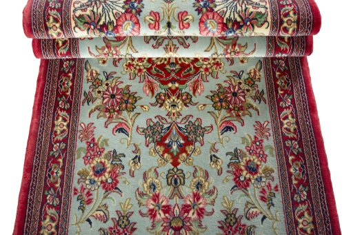 Close-up detail of New Ghom rug from Iran / Persia showing Cork weave