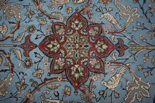 Central medallion detail of 1970s Ghom rug from Iran / Persia