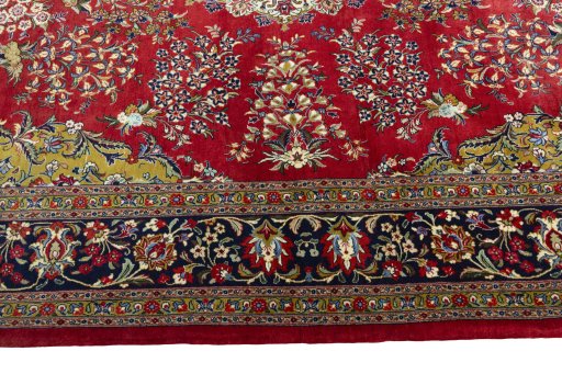Corner detail of New Ghom rug showing border pattern and Cork pile