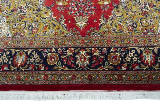 Full view of New Ghom rug from Iran / Persia, 302 × 202 cm in Red tones