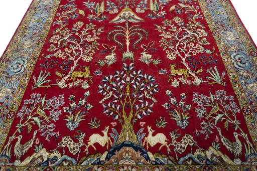 Central medallion detail of 1970s Ghom rug from Iran / Persia