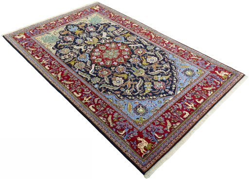 Close-up detail of New Ghom rug from Iran / Persia showing Cork weave