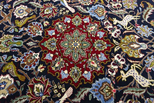 Central medallion detail of New Ghom rug from Iran / Persia
