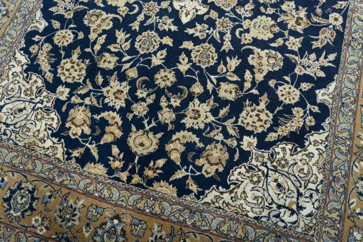Close-up detail of 1950s Ghom rug from Iran / Persia showing Cork weave