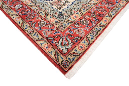 Central medallion detail of 1980s Ghom rug from Iran / Persia