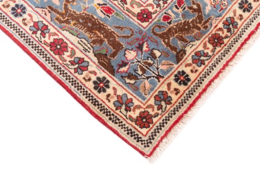 Central medallion detail of 1988s Ghom rug from Iran / Persia