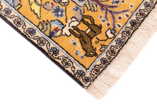 Central medallion detail of 1988s Ghom rug from Iran / Persia