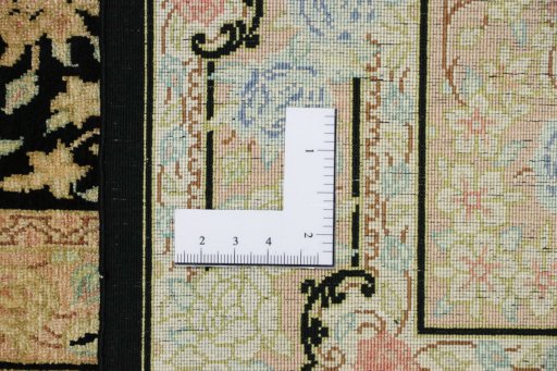 Full view of New Ghom rug from Iran / Persia, 82 × 60 cm in Multi Color tones