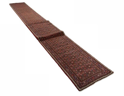 Close-up detail of New Hoseinabad rug from Iran / Persia showing Wool weave