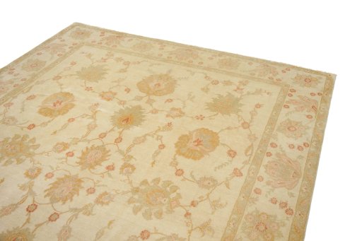 Surface texture of 1980s Isfahan rug with natural Wool and intricate pattern