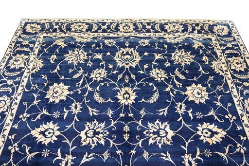 Surface texture of 1980s Isfahan rug with natural Wool and intricate pattern