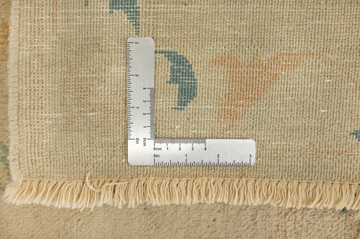 Corner detail of 1980s Isfahan rug showing border pattern and Wool pile
