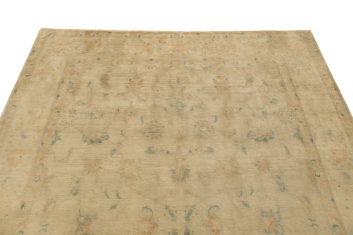 Backside of handmade 1980s Isfahan rug showing knot structure and weave density