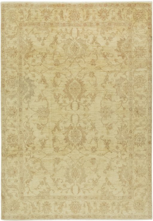 Full view of New Isfahan rug from Iran / Persia, 331 × 231 cm in Beige tones