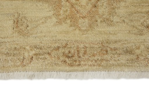 Backside of handmade New Isfahan rug showing knot structure and weave density