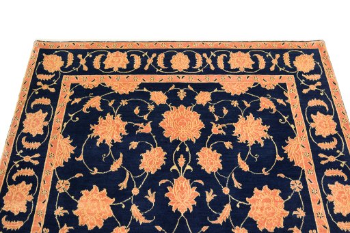 Surface texture of 1980s Isfahan rug with natural Wool and intricate pattern