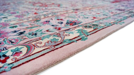 Central medallion detail of New Isfahan rug from China