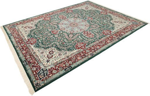 Close-up detail of New Isfahan rug from China showing Wool weave