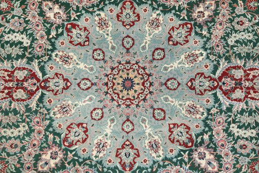 Central medallion detail of New Isfahan rug from China