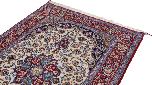 Surface texture of New Isfahan rug with natural Wool and intricate pattern