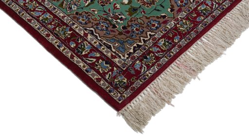 Surface texture of 1990s Isfahan rug with natural Wool and intricate pattern