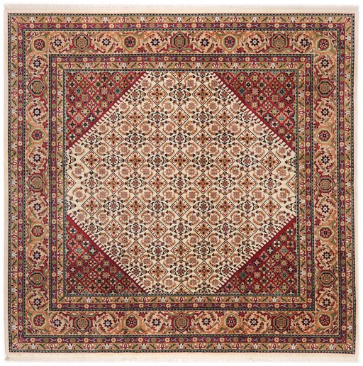 Full view of 1990s Isfahan rug from China, 259 × 259 cm in Cream tones
