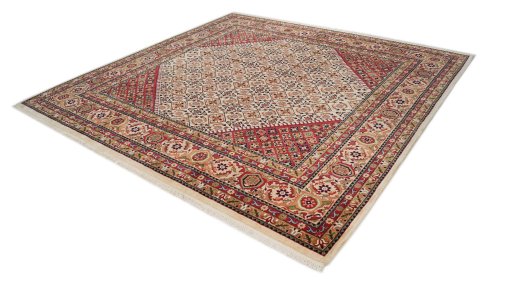 Close-up detail of 1990s Isfahan rug from China showing Wool weave