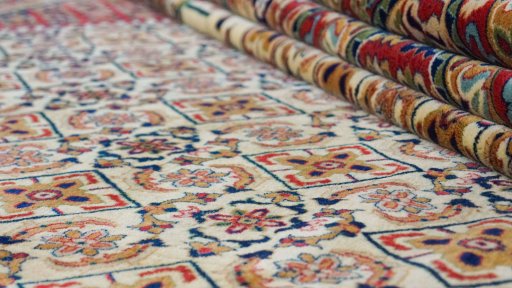 Close-up detail of 1990s Isfahan rug from China showing Wool weave