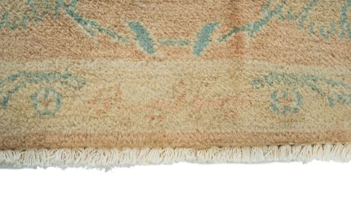 Close-up detail of New Isfahan rug from Iran / Persia showing Wool weave