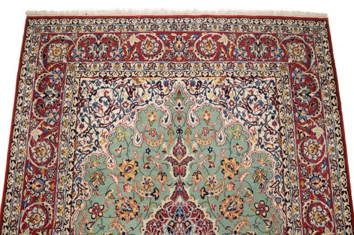Surface texture of 1990s Isfahan rug with natural Wool and intricate pattern
