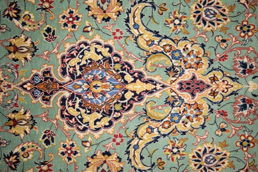Central medallion detail of 1990s Isfahan rug from Iran / Persia