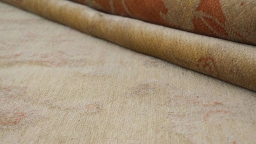 Full view of New Isfahan rug from Iran / Persia, 312 × 244 cm in Beige tones