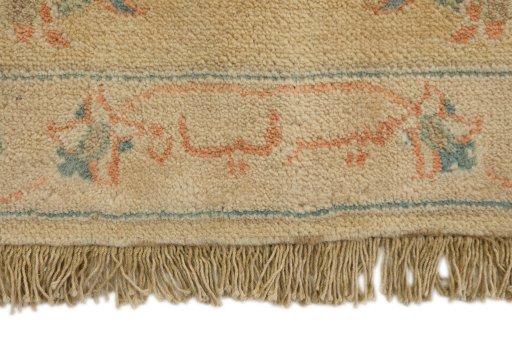 Close-up detail of New Isfahan rug from Iran / Persia showing Wool weave