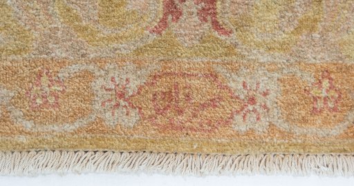 Close-up detail of New Isfahan rug from Iran / Persia showing Wool weave