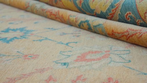 Full view of New Isfahan rug from Iran / Persia, 310 × 245 cm in Yellow tones