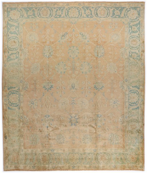 Full view of New Isfahan rug from Iran / Persia, 291 × 248 cm in Terracotta tones