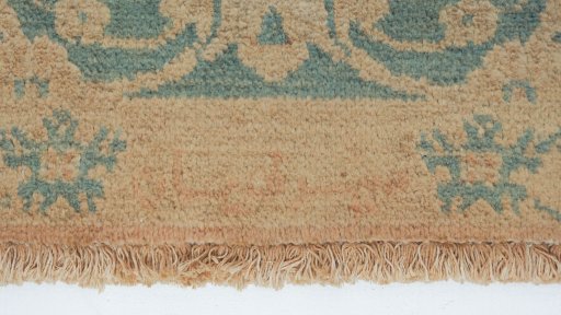 Close-up detail of New Isfahan rug from Iran / Persia showing Wool weave