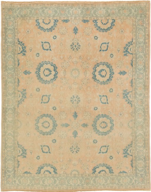 Full view of New Isfahan rug from Iran / Persia, 249 × 197 cm in Terracotta tones