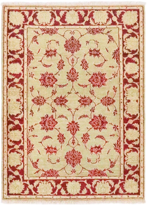 Full view of New Isfahan rug from Iran / Persia, 142 × 93 cm in Beige tones