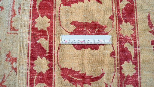 Full view of New Isfahan rug from Iran / Persia, 178 × 138 cm in Beige tones