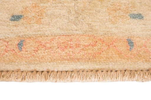 Close-up detail of New Isfahan rug from Iran / Persia showing Wool weave