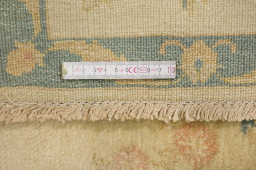 Corner detail of New Isfahan rug showing border pattern and Wool pile