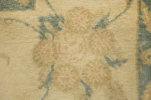 Close-up detail of New Isfahan rug from Iran / Persia showing Wool weave