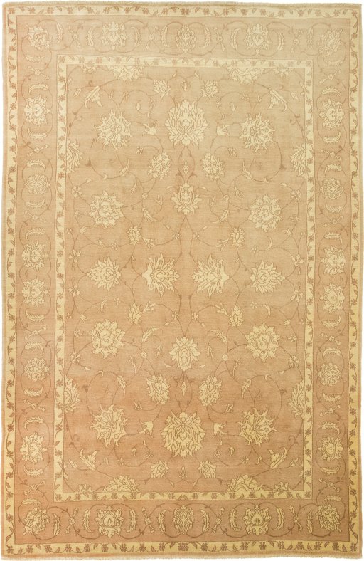 Full view of New Isfahan rug from Iran / Persia, 315 × 202 cm in Brown tones