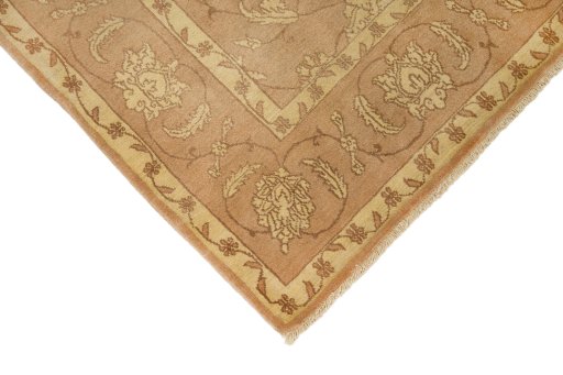 Backside of handmade New Isfahan rug showing knot structure and weave density