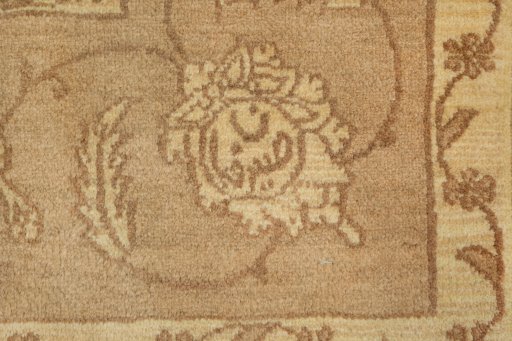 Close-up detail of New Isfahan rug from Iran / Persia showing Wool weave