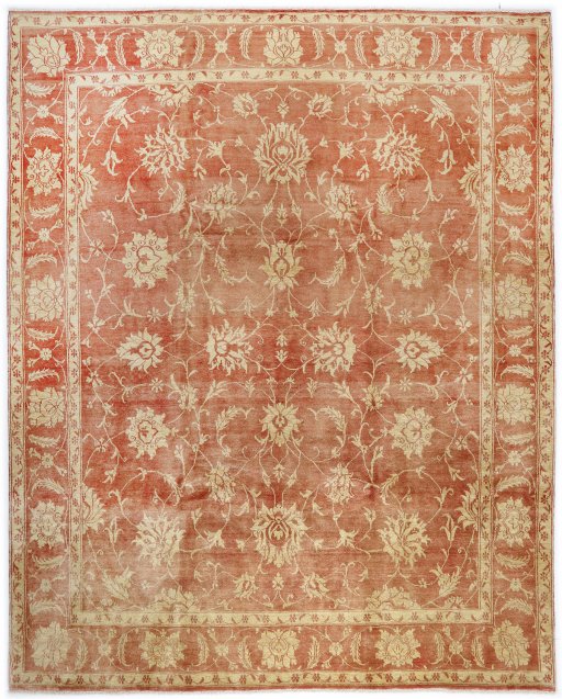 Full view of New Isfahan rug from Iran / Persia, 300 × 240 cm in Terracotta tones